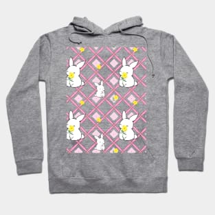 Pink Rabbit Quilt Pattern Hoodie